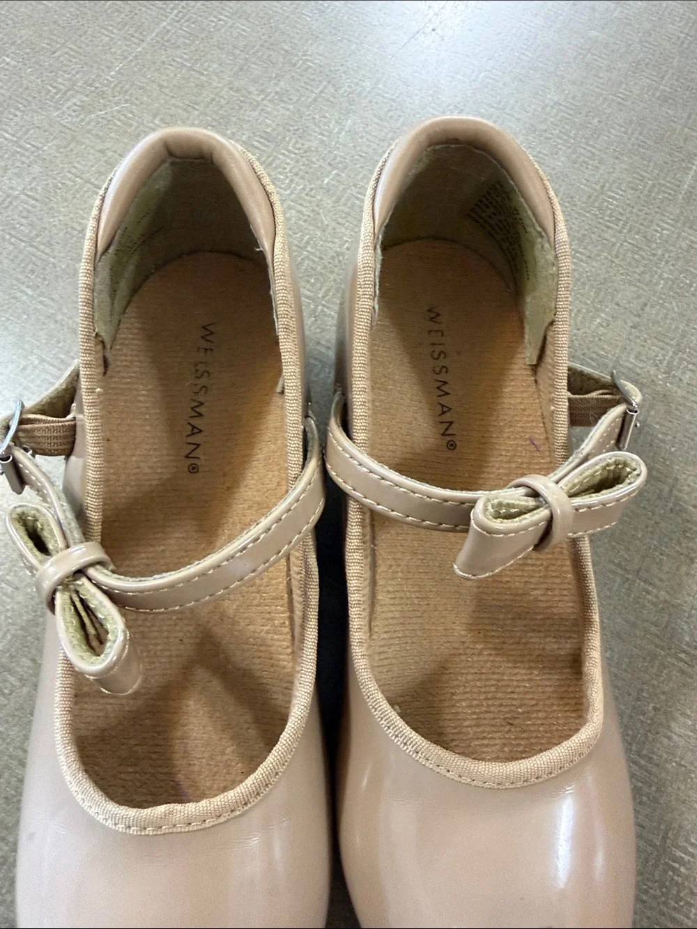 Weissman Girls Nude Patent Mary Jane Tap shoes size 1